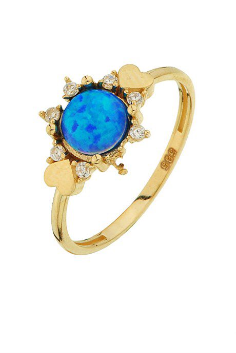 Altın Mavi Opal Taşlı Kalp Yüzük Altınkenti'nin Altın Kalpli Yüzük kategorisindeki altın yüzük modelleri ve fiyatları takılarından birisidir.