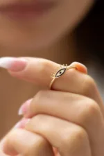 Altın Mineli Kirpik Göz Yüzük 3 Altın Mineli Kirpik Göz Yüzük, 14 Ayar Altın, Sarı renk, Taşsız, galeri görünümü