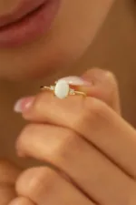 Altın Opal Taşlı Yüzük 3 14 Ayar Altın, Sarı renk, Zirkon özellikli Altın Opal Taşlı Yüzük detay görünümü