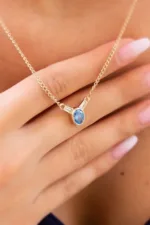 Altın Aqua Taşlı Kolye 3 Altın Aqua Taşlı Kolye, 14 Ayar Altın, Sarı renk, Zirkon, detay görünümü
