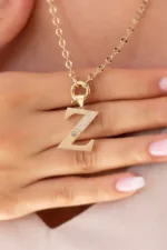 Altın Z Harf Kolye 3 Altın Z Harf Kolye, 14 Ayar Altın, Sarı renk, Zirkon, galeri görünümü