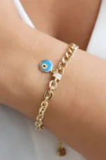 Altın Nazar Göz Bileklik 3 Altın Nazar Göz Bileklik, 14 Ayar Altın, Sarı renk, Zirkon, galeri görünümü