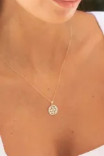 Altın Kutsal Geometri Yaşam Çiçeği Kolye 3 Altın Kutsal Geometri Yaşam Çiçeği Kolye, 8 Ayar Altın, Sarı renk, Zirkon, galeri görünümü
