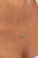 Altın Yeşil Taşlı Kolye 3 Altın Yeşil Taşlı Kolye, 14 Ayar Altın, Sarı renk, Taşsız, farklı açıdan görünümü