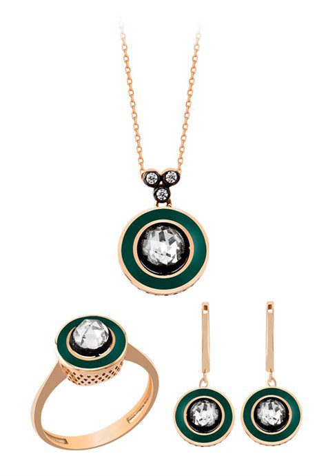 Altın Mineli Elmas Görünümlü Mini Set Altınkenti'nin altın mini set modelleri veya altın mini takı seti fiyatlarınden birisidir.