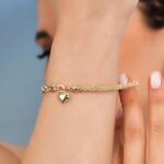 14 Ayar Altın Kalpli Charm Popcorn Bileklik 3 14 Ayar Altın Kalpli Charm Popcorn Bileklik, 14 Ayar Altın, Sarı renk, 6 gr, detay görünümü