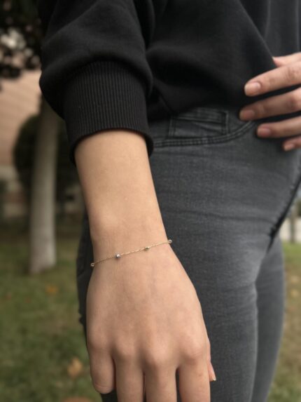 3 Renk Toplu 14 Ayar Altın Dorika Bileklik, 14 Ayar Altın, Sarı renk, 0.85 gr