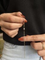 Kelebek Zincir Taşlı Yıldız Bileklik 3 Kelebek Zincir Taşlı Yıldız Bileklik tasarım detay görünümü – 14 Ayar Altın, Sarı renk, 0.71 gr