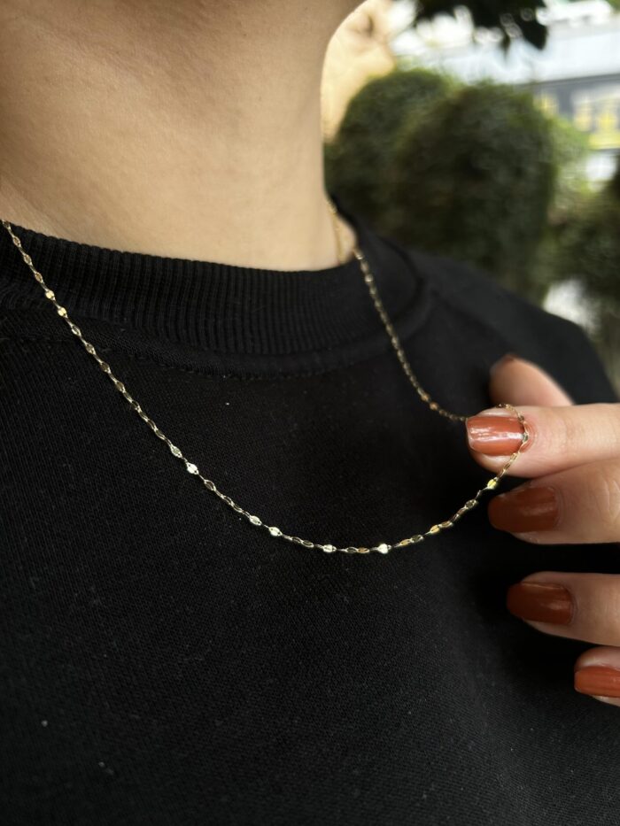 Aynalı Kelebek Zincir kolye galeri görünümü – 14 Ayar Altın, Sarı renk, 1.03 gr