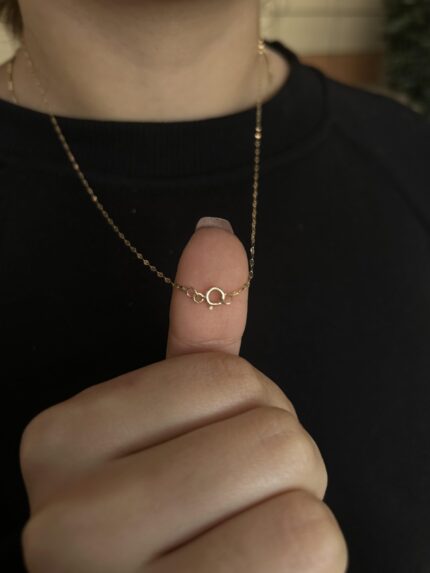 Aynalı Kelebek Zincir kolye, 14 Ayar Altın, Sarı renk, 1.03 gr