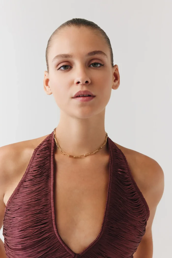 Altın Sade Zincir Choker, 14 Ayar Altın, Sarı renk, 5.49 g, farklı açıdan görünümü