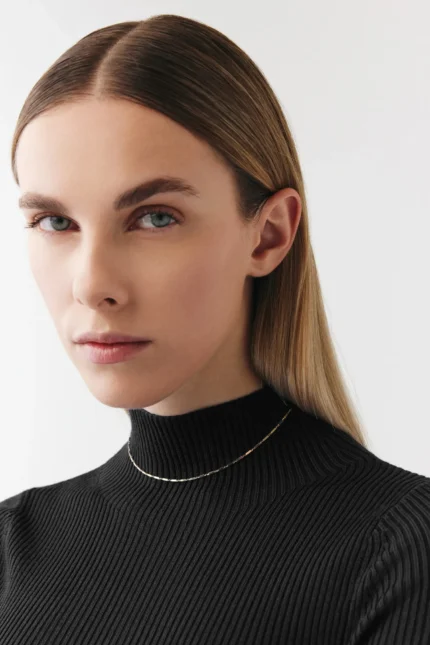 14 Ayar Altın, Sarı renk, 3.77 g özellikli Çubuk Zincir Choker yakın plan görünümü