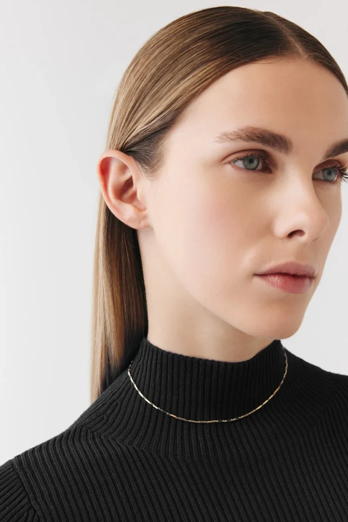 Çubuk Zincir Choker, 14 Ayar Altın, Sarı renk, 3.77 g, farklı açıdan görünümü