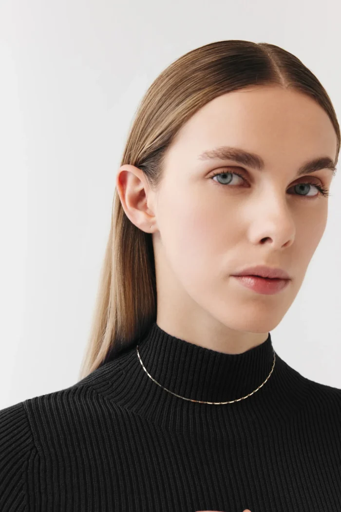 14 Ayar Altın, Sarı renk, 3.77 g özellikli Çubuk Zincir Choker tasarım detay görünümü