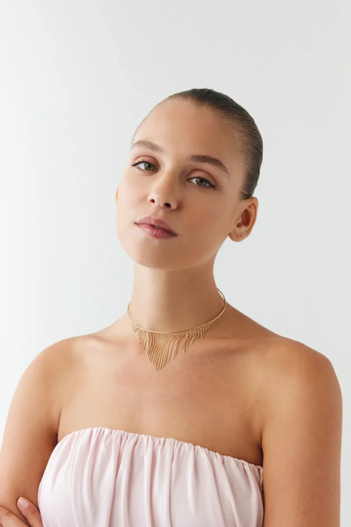 Diva 2 Choker yakın plan görünümü – 14 Ayar Altın, Sarı renk, 9.52 g