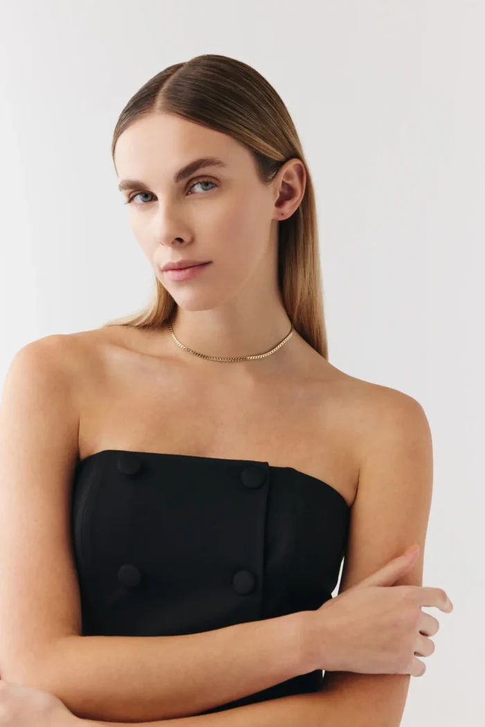 Ezme Zincir Choker yakın plan görünümü – 14 Ayar Altın, Sarı renk, 5.77 g
