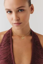 Göz Damga Uçlu Tel Choker 4 Göz Damga Uçlu Tel Choker, 14 Ayar Altın, Sarı renk, 7.40 g, tasarım detay görünümü