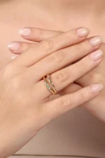 İkili Oval Taşlı Yüzük 3 İkili Oval Taşlı Yüzük detay görünümü – 14 Ayar Altın, Sarı renk, 2.88 g