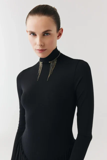 Işıltılı Zincir Diva Choker, 14 Ayar Altın, Sarı renk, 11.53 g, tasarım detay görünümü