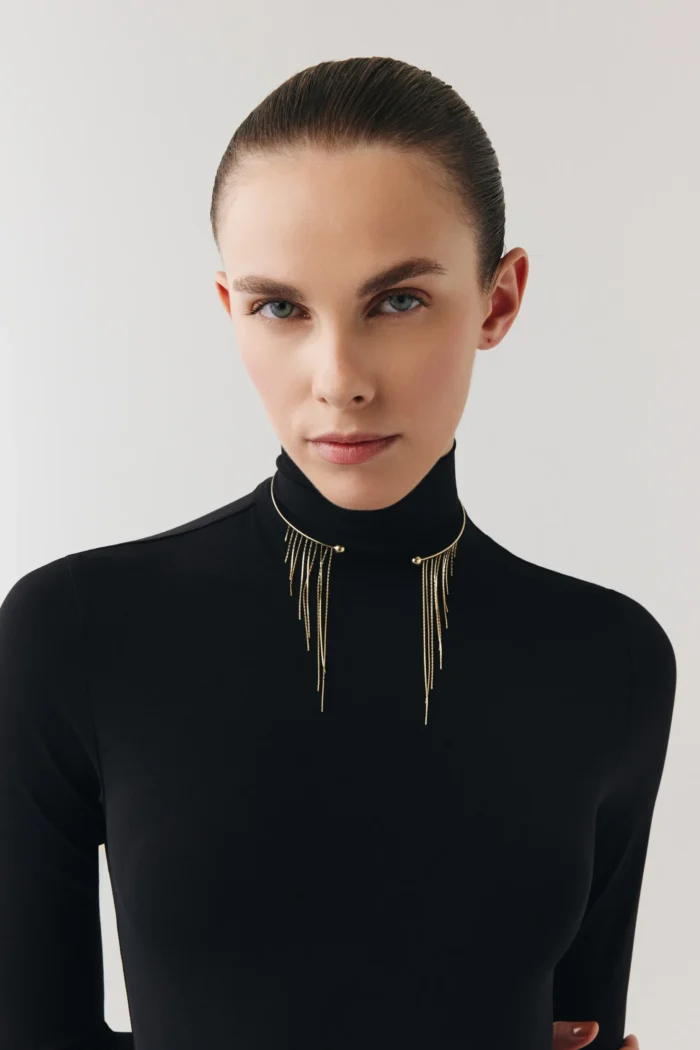 14 Ayar Altın, Sarı renk, 11.53 g özellikli Işıltılı Zincir Diva Choker yakın plan görünümü