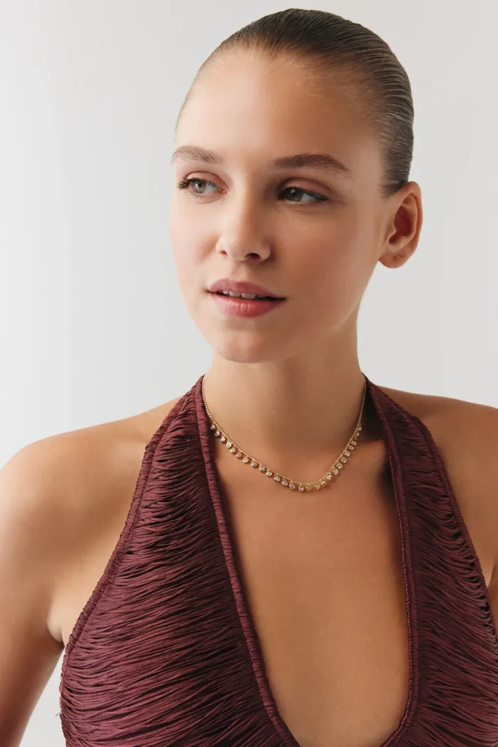 Minimal Işıl Choker tasarım detay görünümü – 14 Ayar Altın, Sarı renk, 8.69 g