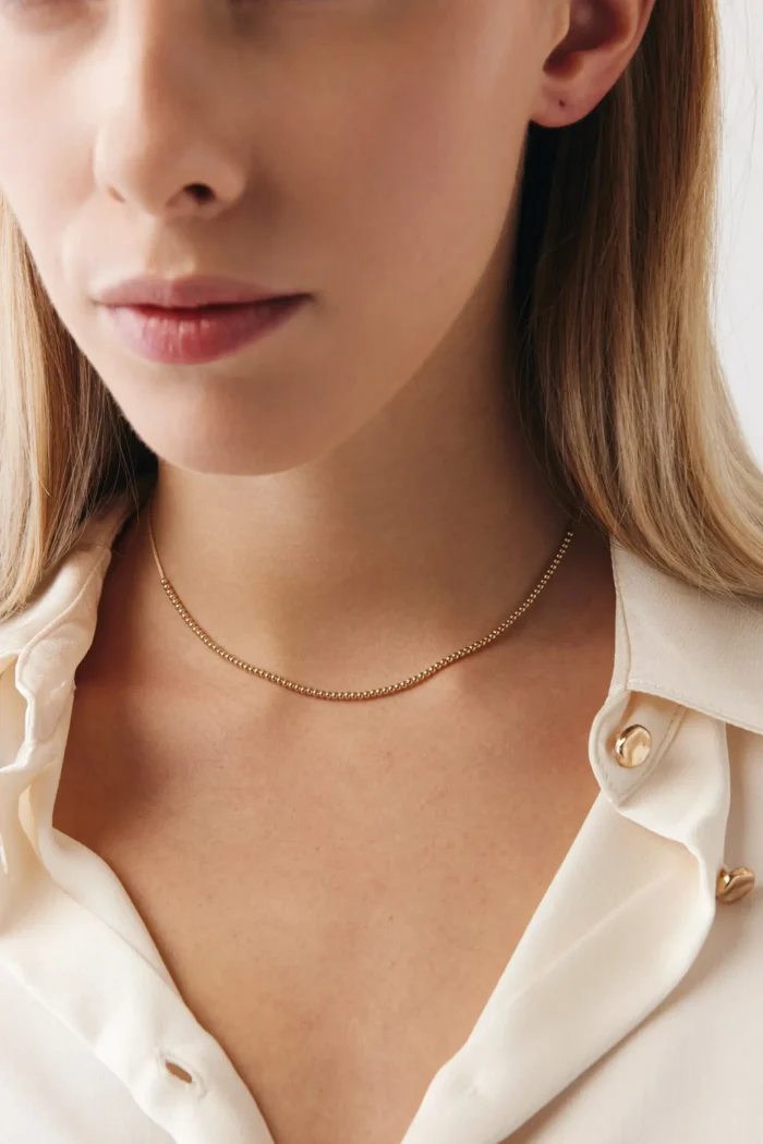 Minimal Toplar Choker detay görünümü – 14 Ayar Altın, Sarı renk, 3.64 g