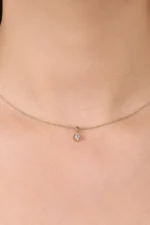 Oval Taşlı Toplu Kolye galeri görünümü – 14 Ayar Altın, Sarı renk, 1.53 g