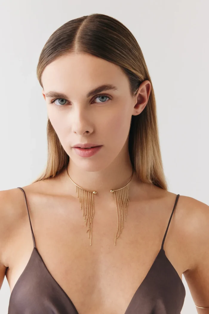 14 Ayar Altın, Sarı renk, 12.73 g özellikli Özel Tasarım Diva Choker farklı açıdan görünümü