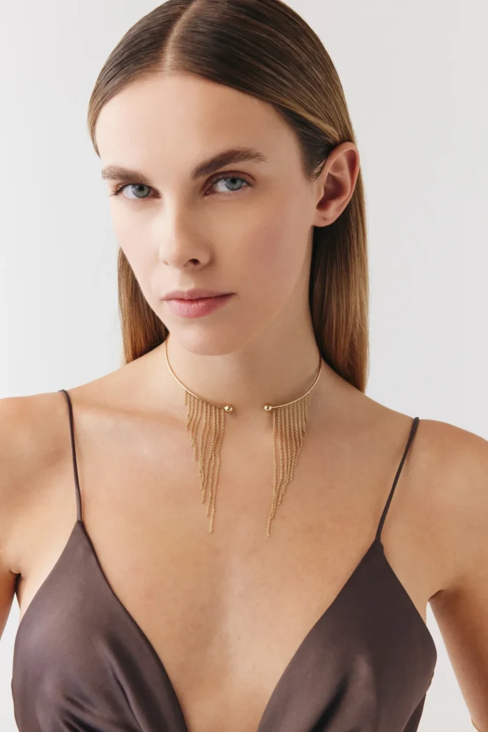 14 Ayar Altın, Sarı renk, 12.73 g özellikli Özel Tasarım Diva Choker yakın plan görünümü