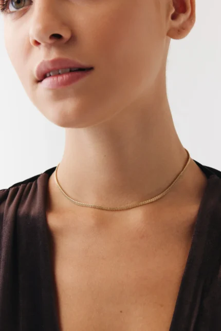 14 Ayar Altın, Sarı renk, 4.36 g özellikli Snake Choker tasarım detay görünümü