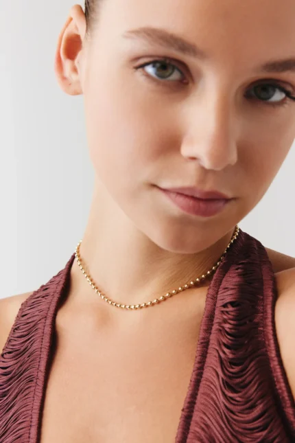 Ultra Minimal Top Choker, 14 Ayar Altın, Sarı renk, 6.27 g, detay görünümü