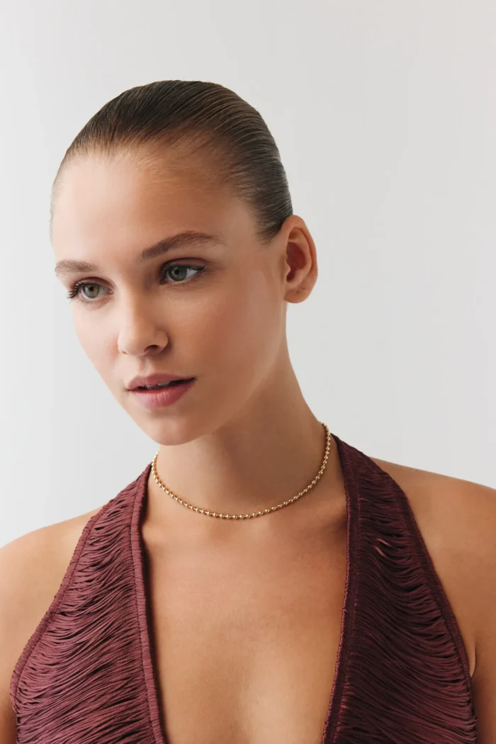 Ultra Minimal Top Choker, 14 Ayar Altın, Sarı renk, 6.27 g, tasarım detay görünümü