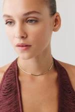 Yuvarlak Ezme Zincir Choker farklı açıdan görünümü – 14 Ayar Altın, Sarı renk, 6.16 g