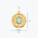 Açık Mavi Madalyon Kolye Charm 3 Açık Mavi Madalyon Kolye Charm, 14 Ayar Altın, Sarı renk, 2.57 g, detay görünümü