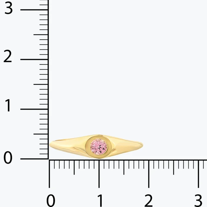 Açık Pembe Yuvarlak Taşlı Yüzük, 14 Ayar Altın, Sarı renk, 1.57 g, yakın plan görünümü