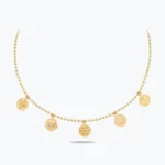 14 Ayar Altın, Sarı renk, 12.86 g özellikli Dorika Top Zincirli 5'li Şans Sembolleri Altın Choker