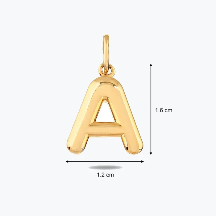 Altın Bomb Harf Kolye Charm, 14 Ayar Altın, Sarı renk, 0.85 g, galeri görünümü