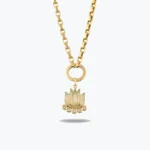Altın Mavi Lotus Charm Kolye – 14 Ayar Altın, Sarı renk, 12.19 g
