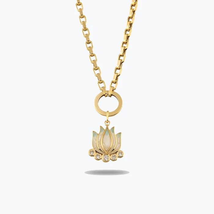 Altın Mavi Lotus Charm Kolye 1 Altın Mavi Lotus Charm Kolye – 14 Ayar Altın, Sarı renk, 12.19 g