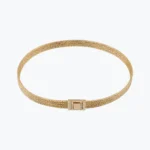 Kalın İtalyan Hasır Örgü Zincirli Taşlı Kare Kilit Choker, 14 Ayar Altın, Sarı renk, 13.05 g
