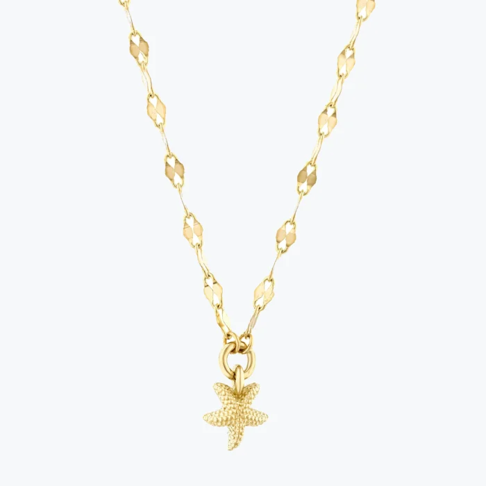 Deniz Yıldızlı Ezme Forse Zincir Choker 1 14 Ayar Altın, Sarı renk, 1.33 g özellikli Deniz Yıldızlı Ezme Forse Zincir Choker