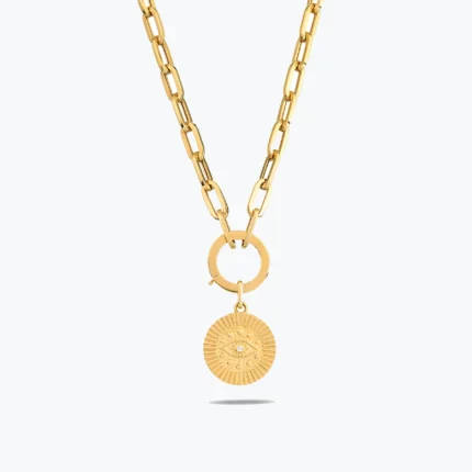 Etnik Göz Charm Kolye – 14 Ayar Altın, Sarı renk, 14.25 g
