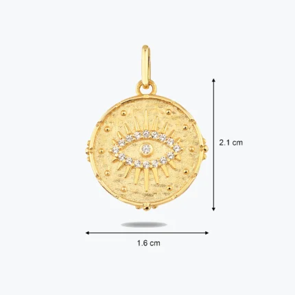 Etnik Göz Kolye Charm detay görünümü – 14 Ayar Altın, Sarı renk, 1.67 g