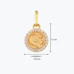 Gece Damga Bileklik Charm 3 14 Ayar Altın, Sarı renk, 0.87 g özellikli Gece Damga Bileklik Charm yakın plan görünümü