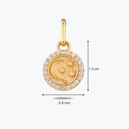14 Ayar Altın, Sarı renk, 0.87 g özellikli Gece Damga Bileklik Charm yakın plan görünümü