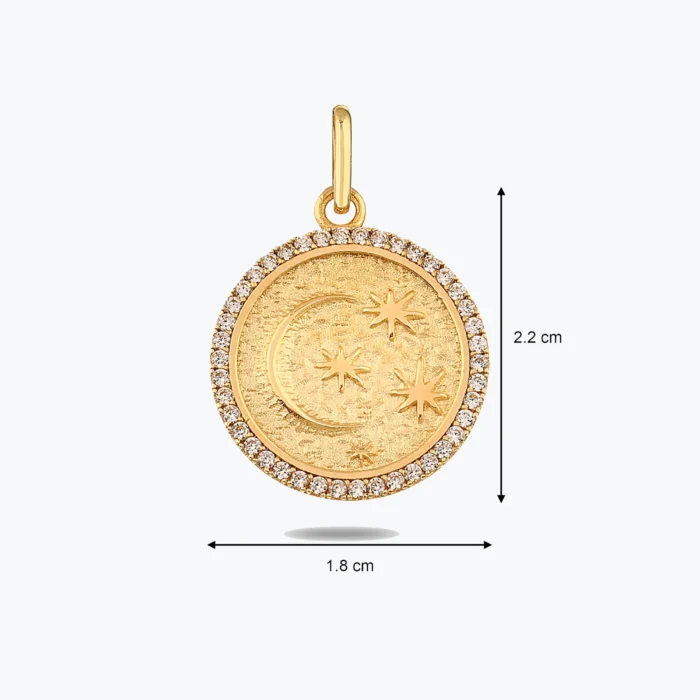 Gece Kolye Charm, 14 Ayar Altın, Sarı renk, 2.78 g, yakın plan görünümü