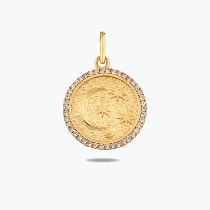 Gece Kolye Charm, 14 Ayar Altın, Sarı renk, 2.78 g