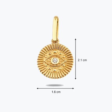 Göz Damga Kolye Charm yakın plan görünümü – 14 Ayar Altın, Sarı renk, 1.57 g