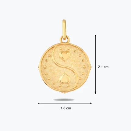 Kalpler Damga Kolye Charm, 14 Ayar Altın, Sarı renk, 1.62 g, yakın plan görünümü