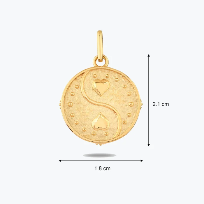 Kalpler Damga Kolye Charm, 14 Ayar Altın, Sarı renk, 1.62 g, yakın plan görünümü